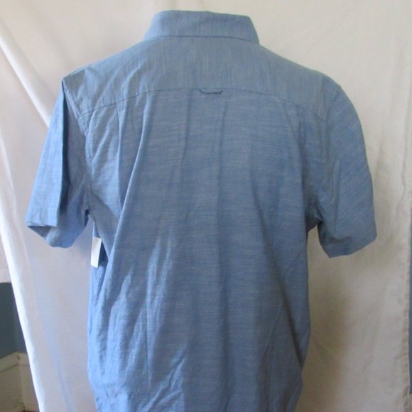 NWT Hurley Light Blue Short Sleeve Slub Button-Down Size Large 100% Cotton - Picture 4 of 12